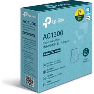 TP-Link Archer T3U, AC1300 Mbps, Çift Bant, USB 3.0, Nano Wi-Fi 5 USB Adaptör