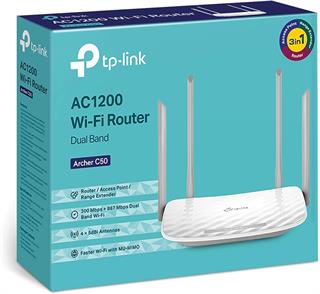 TP-Link Archer C50, AC1200 Mbps Kablosuz Dual-Band Access Point / Menzil Genişletici ve Router
