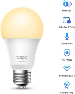 TP-Link Tapo L510E(2-pack), Ayarlanabilir Akıllı Wi-Fi Ampulü, 806 Lümen, E27 Duy, 8,3W, Enerji tasarruflu Led Ampul