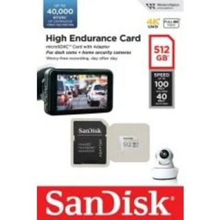 Sandisk High Endurance 512GB 100/40MB/S Microsdxc C10 V30 Adaptörlü Hafıza Kartı