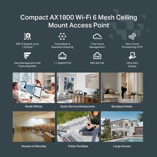 TP-Link Festa F61, AX1800Mbps, 1 Gigabit Port, Festa Mesh,Wi-Fi 6 Tavan Tipi Access Point