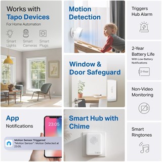 TP-Link Tapo T30 Kıt - Akıllı Ev Başlangıç Kiti, Akıllı Hub, Hareket Sensörü, 2* Kapı/pencere Sensör