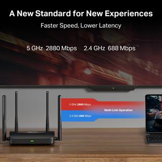 Mercusys MR25BE; BE3600 Mbps, Fiber Destekli, 4× 10/100/1000MBPS Port, Easy Mesh Uyumlu Router
