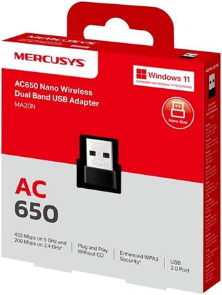Mercusys MA30H AC1300 Mbps Dual-Band Wi-Fi 5 USB 3.0 Adaptör Yüksek Çekim Gücü Tak-Çalıştır 