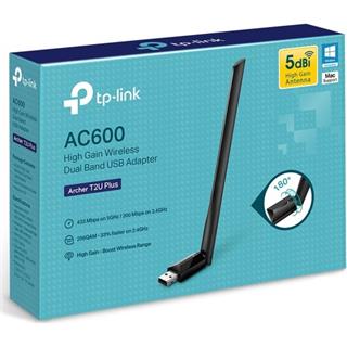 TP-Link Archer T2U Plus, AC600 Mbps, Çift Bant, Yüksek Çekim Güçlü Wi-Fi 5 USB Adaptör