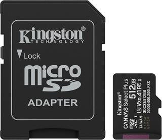Kingston 512GB Microsdxc Canvas Select Plus Gen3 150MB-S A1 Card + Adapter Hafıza Kartı SDCS3/512GB
