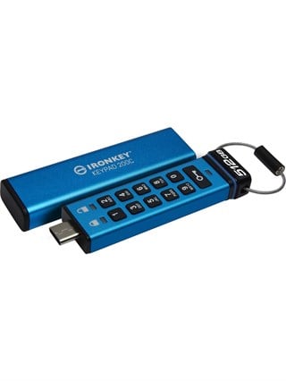 Kingston IronKey Keypad 200 512GB FIPS 140-3 Kriptolu Type-C Flash Bellek IKKP200C/512GB