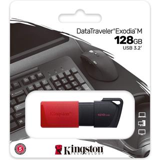 Kingston 128GB USB 3.2 Gen 1 DataTraveler Exodia M (Black + Red) - DTXM/128GB