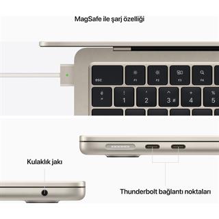 Apple MacBook Air M2 Çip 8GB 512GB SSD macOS 13" Taşınabilir Bilgisayar  Yıldız Işığı MLY23TU/A