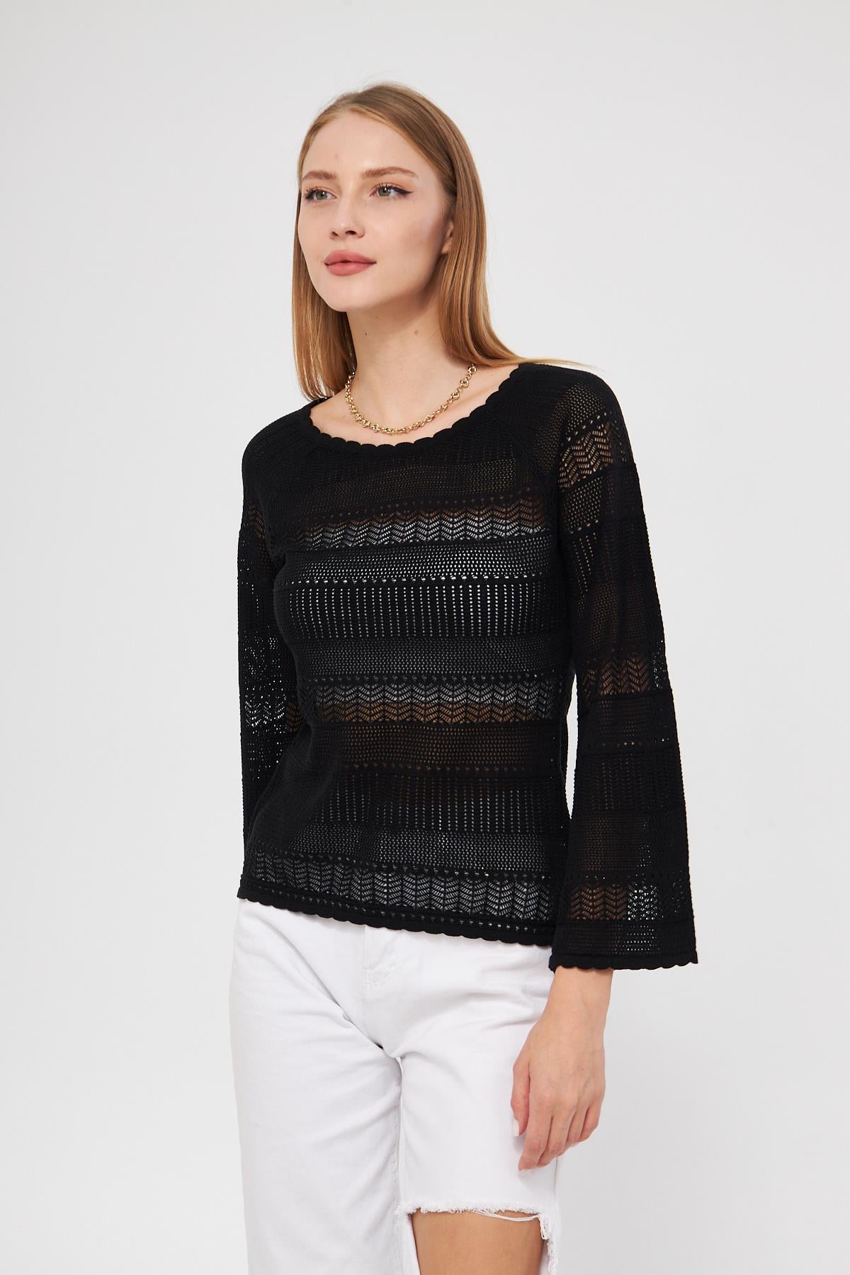 File Örgü Kadın Triko Bluz K3005