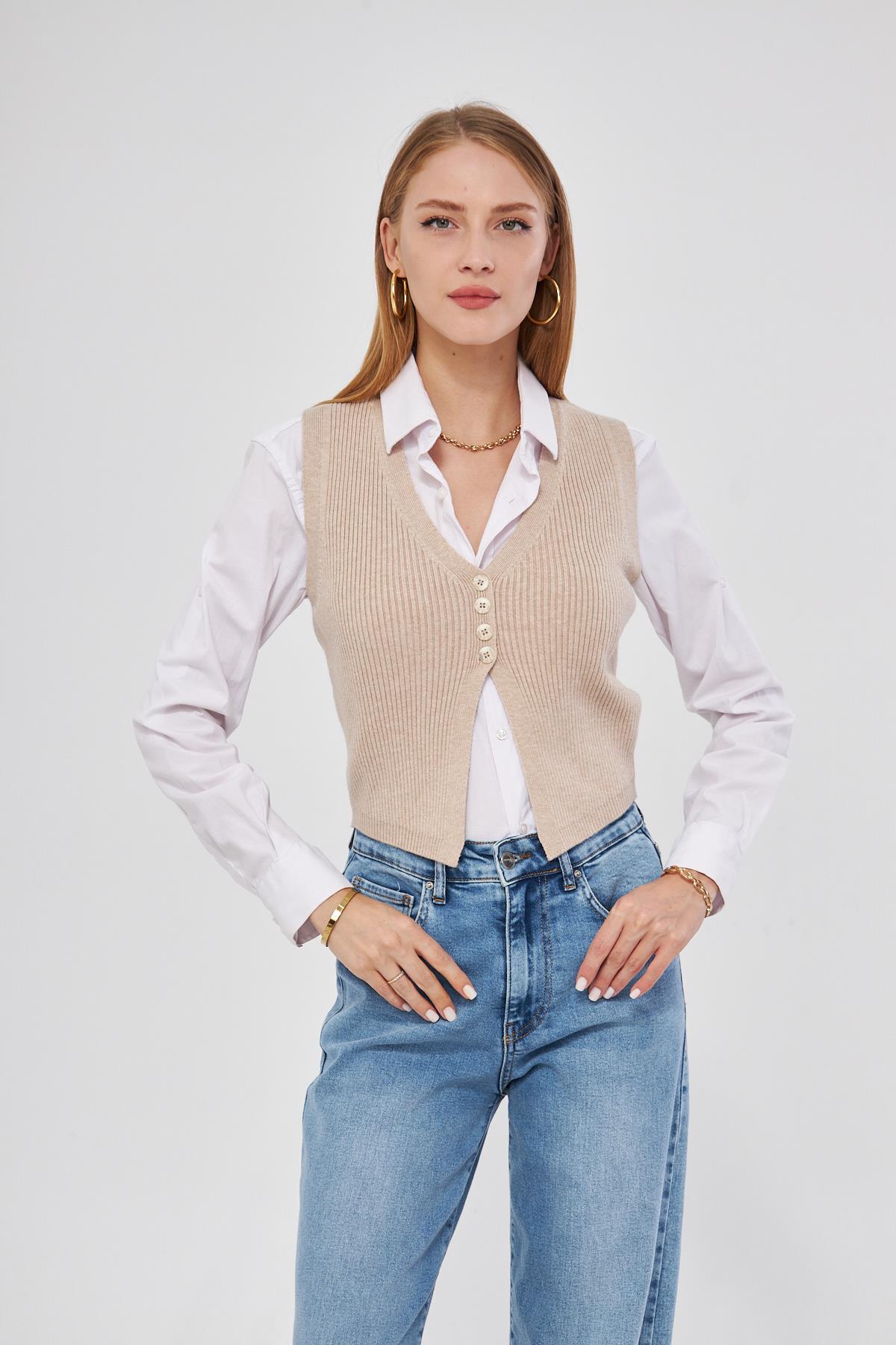 Fitilli Yelek Kadın Bluz Y3107