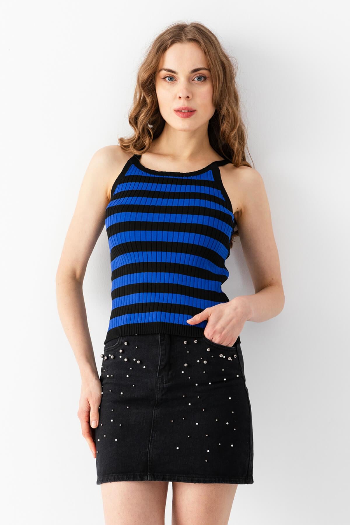Çizgili Triko Atlet Bluz 5615