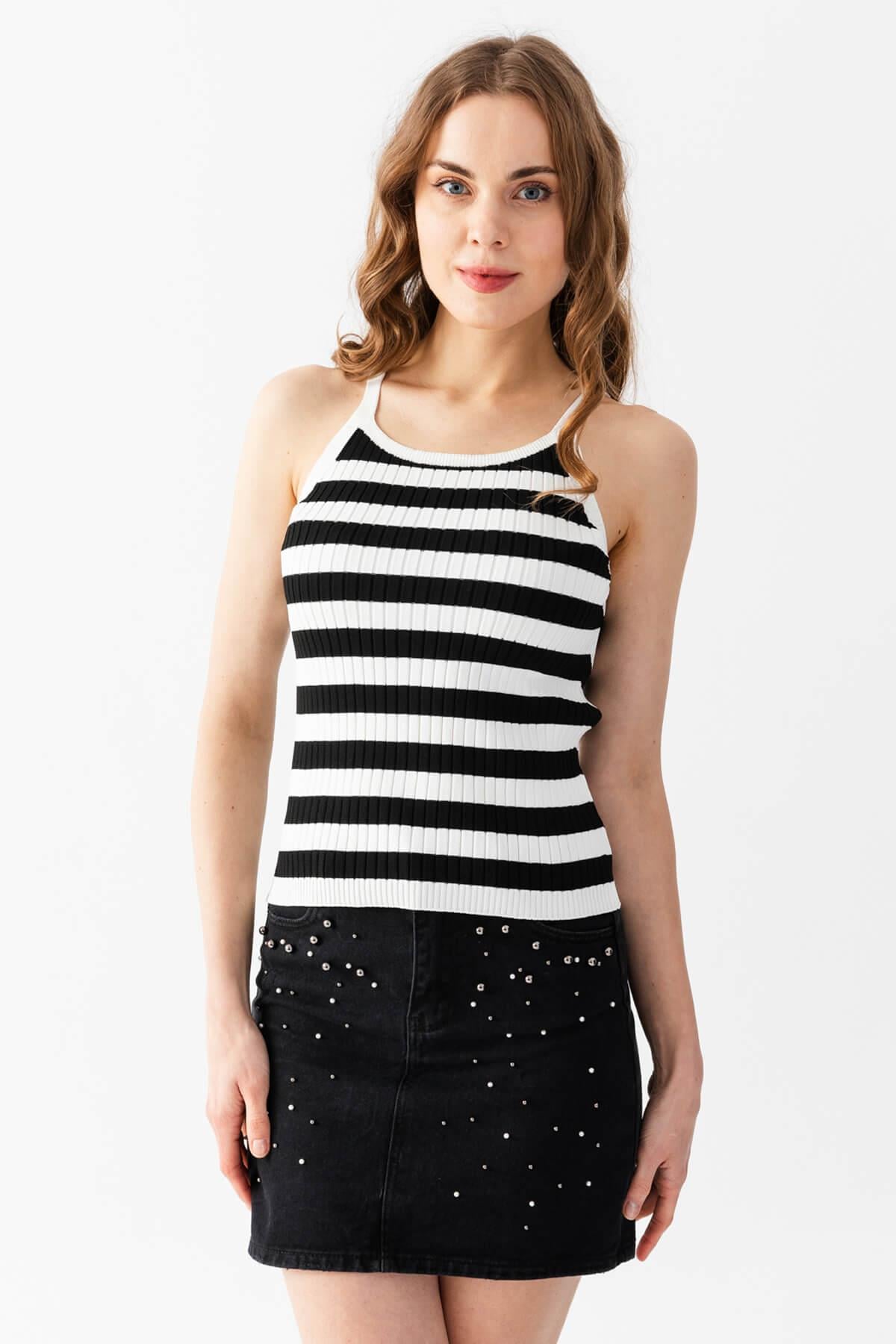 Çizgili Triko Atlet Bluz 5615
