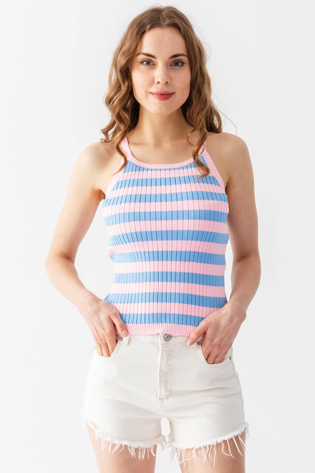 Çizgili Triko Atlet Bluz 5615