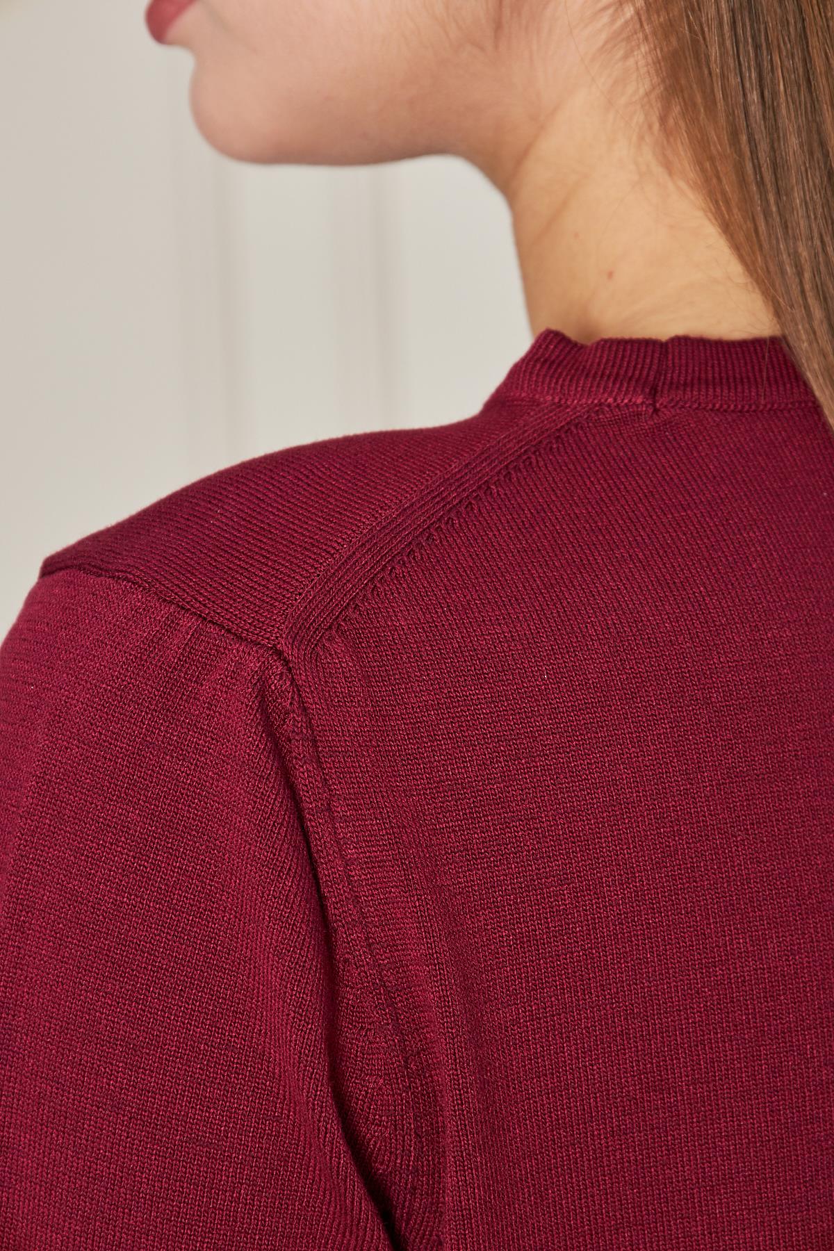 Kadın Bisiklet Yaka Kısa Kollu Triko Bluz Basic Bluz 25222