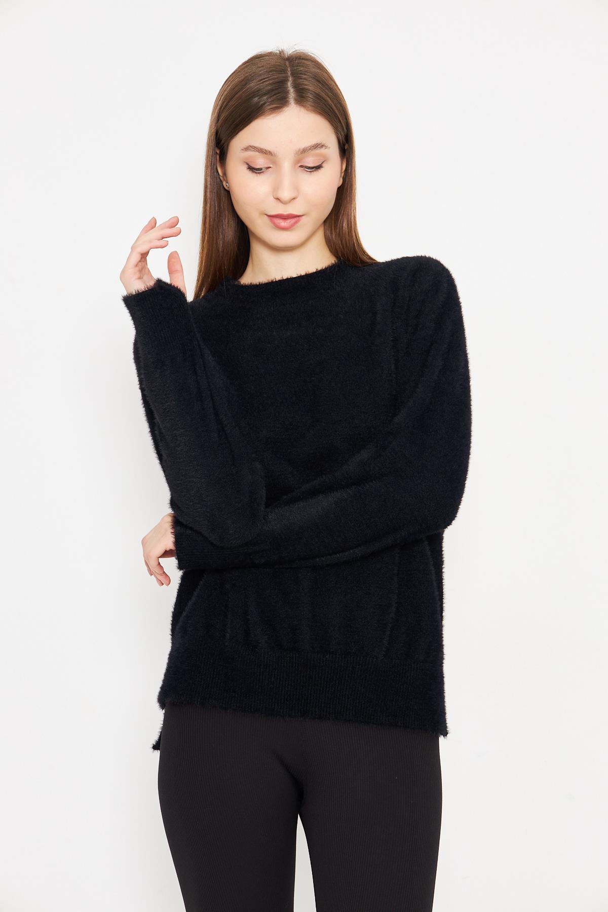 Kadın Bisiklet Yaka Yumoş Oversize Triko Kazak 241205