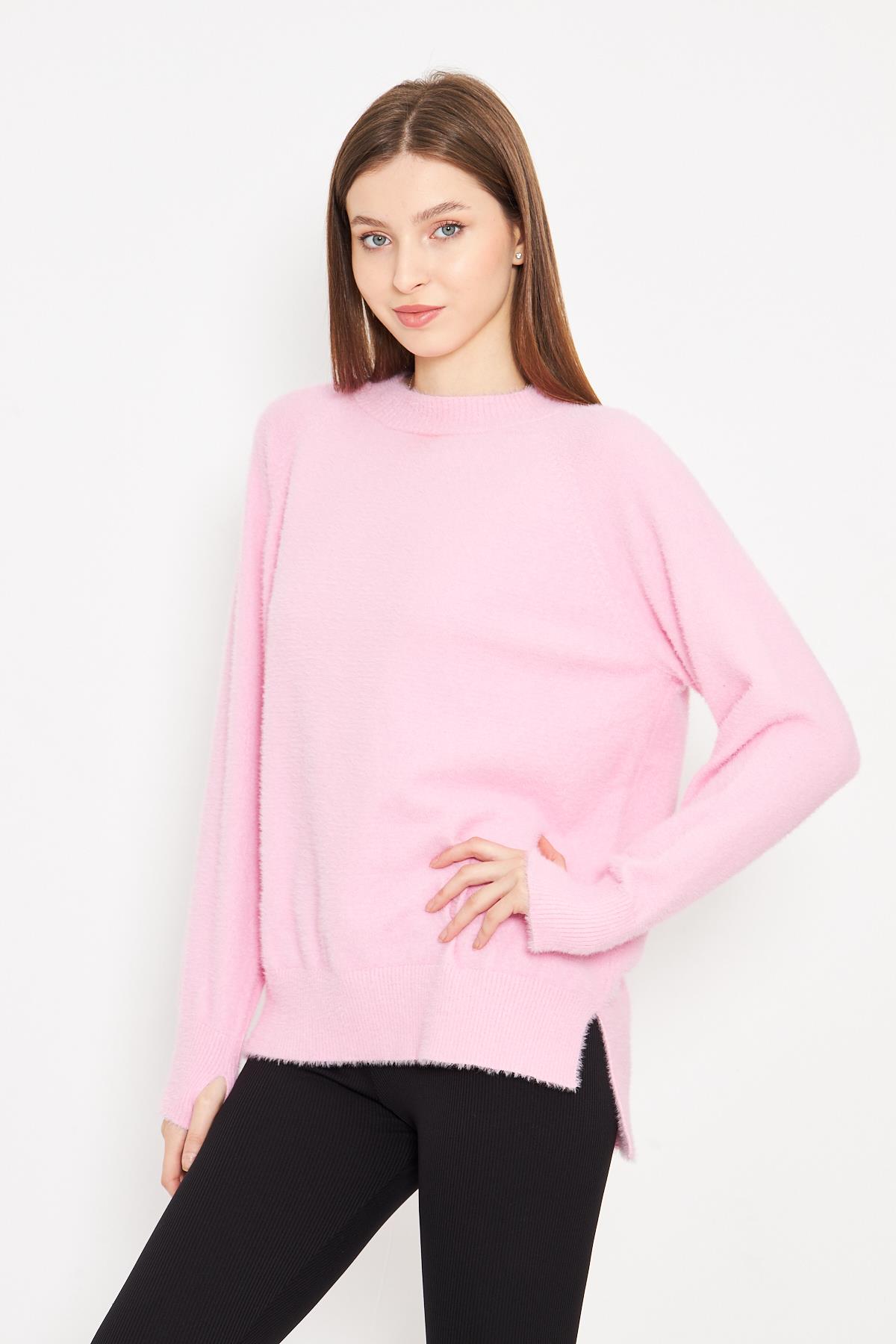 Kadın Bisiklet Yaka Yumoş Oversize Triko Kazak 241205