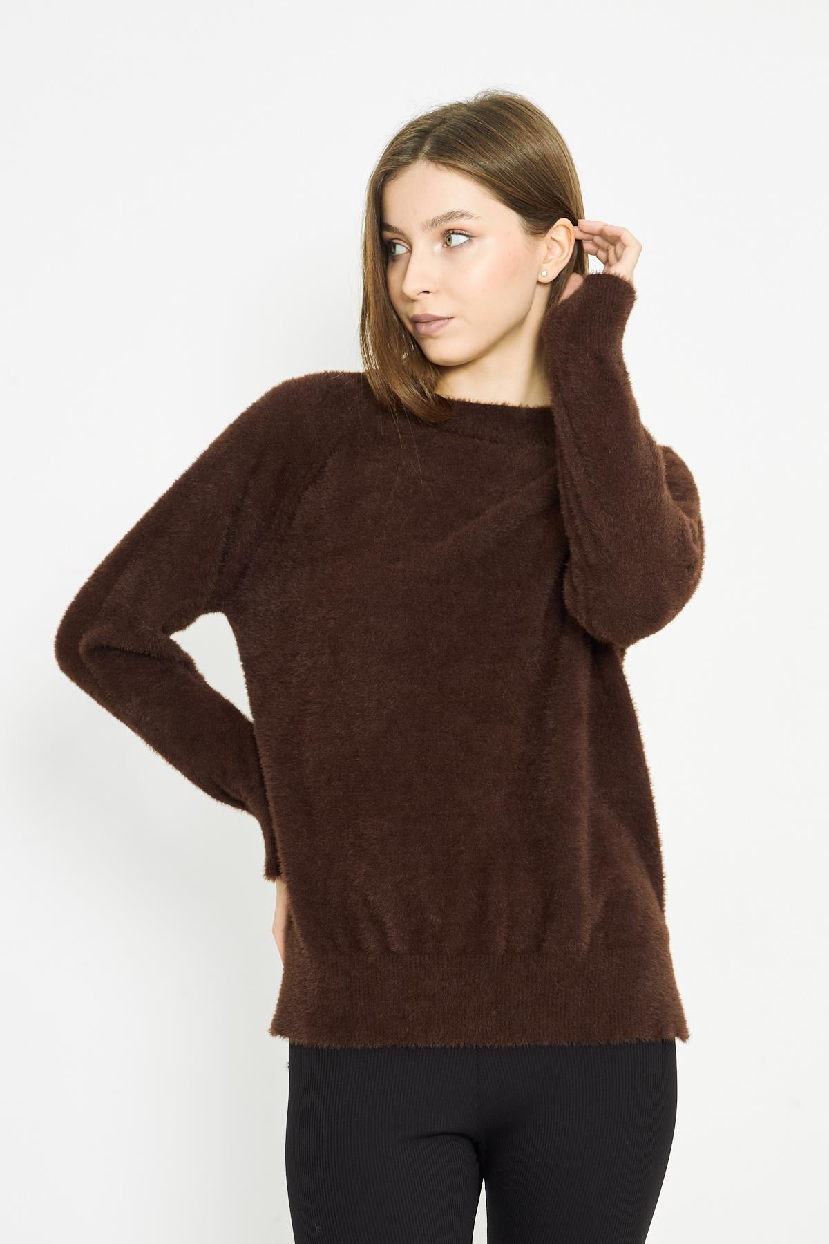 Kadın Bisiklet Yaka Yumoş Oversize Triko Kazak 241205