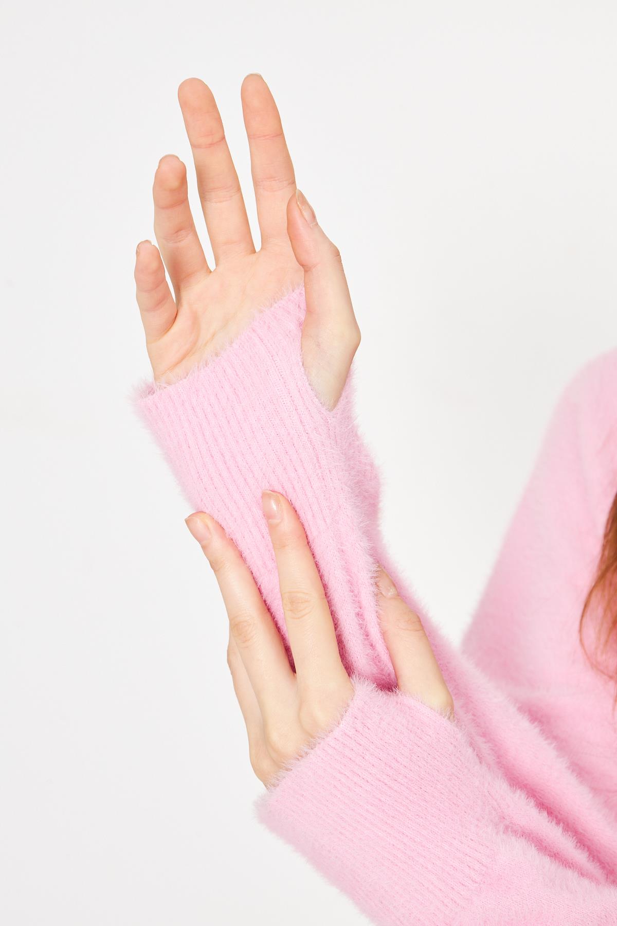 Kadın Bisiklet Yaka Yumoş Oversize Triko Kazak 241205