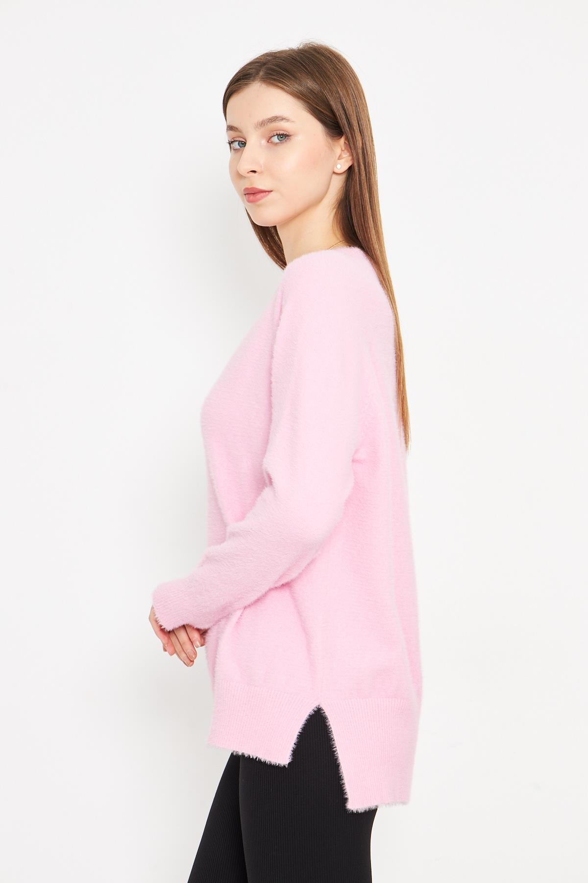 Kadın Bisiklet Yaka Yumoş Oversize Triko Kazak 241205