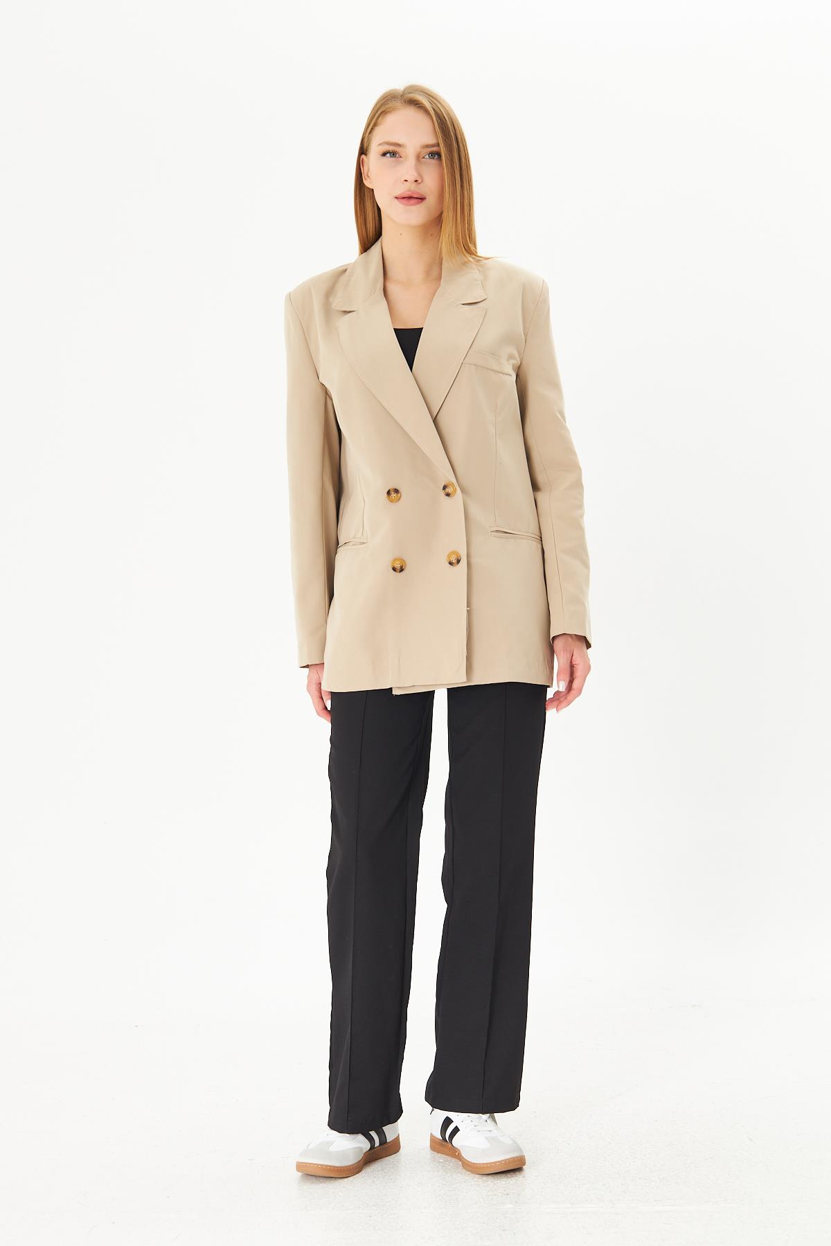 Kadın Düğmeli Oversize Blazer Ceket  2025-T0103