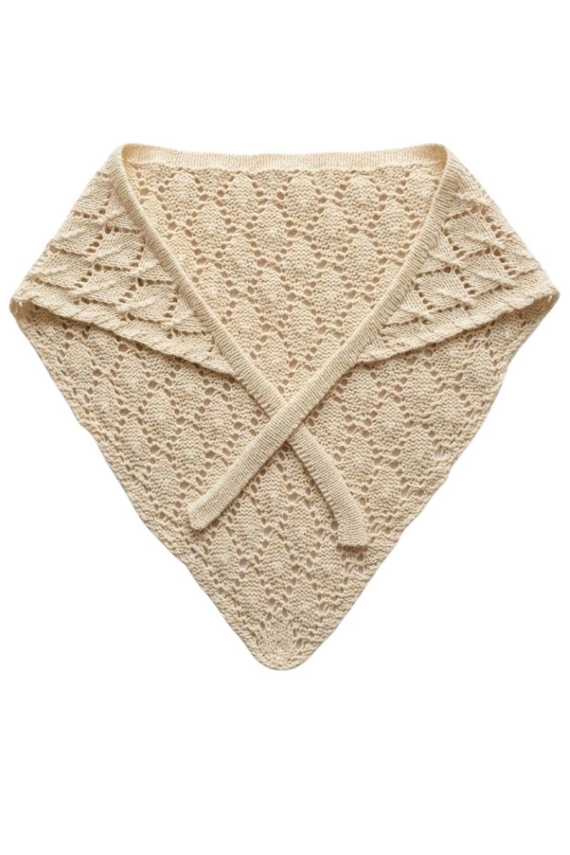 Kadın Pamuklu Yumuşak Dokulu Delikli Triko Bandana 7011 Bej