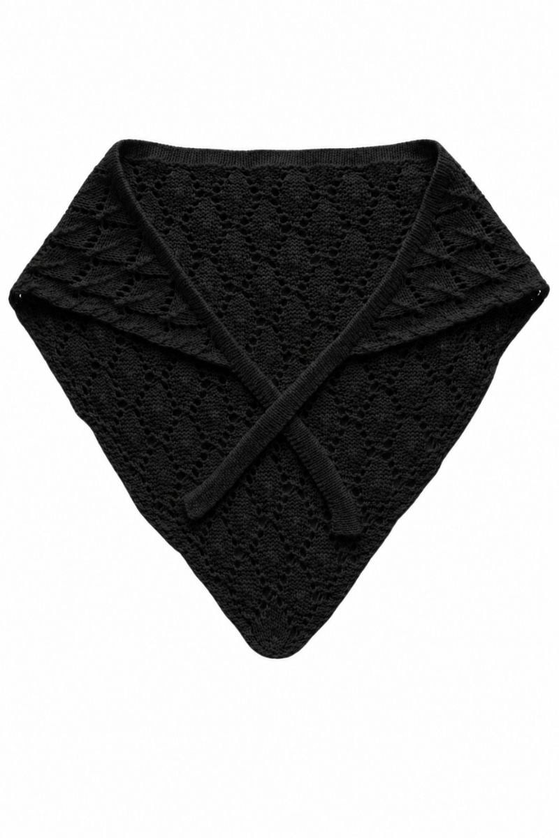 Kadın Pamuklu Yumuşak Dokulu Delikli Triko Bandana 7011 Siyah