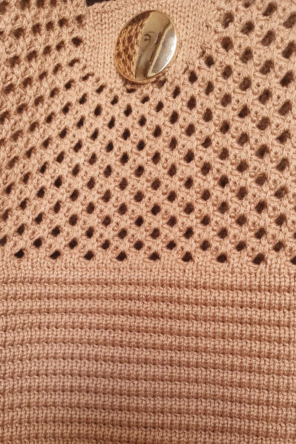 Kadın Triko Örme Gündelik Omuz Çantası Yazlık Astarsız Çelik Örgü Çanta 2403 Camel