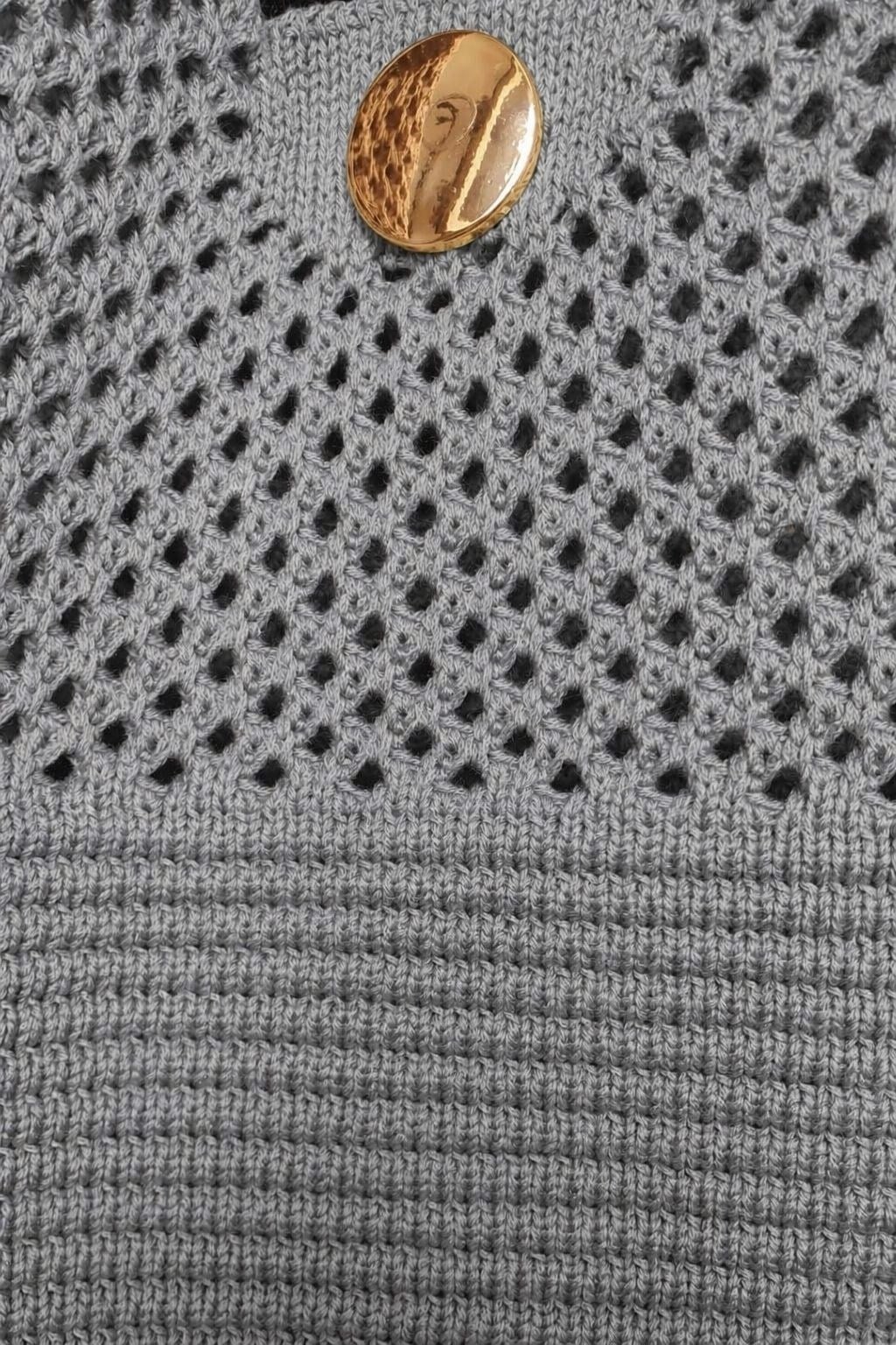 Kadın Triko Örme Gündelik Omuz Çantası Yazlık Astarsız Çelik Örgü Çanta 2403 Gri