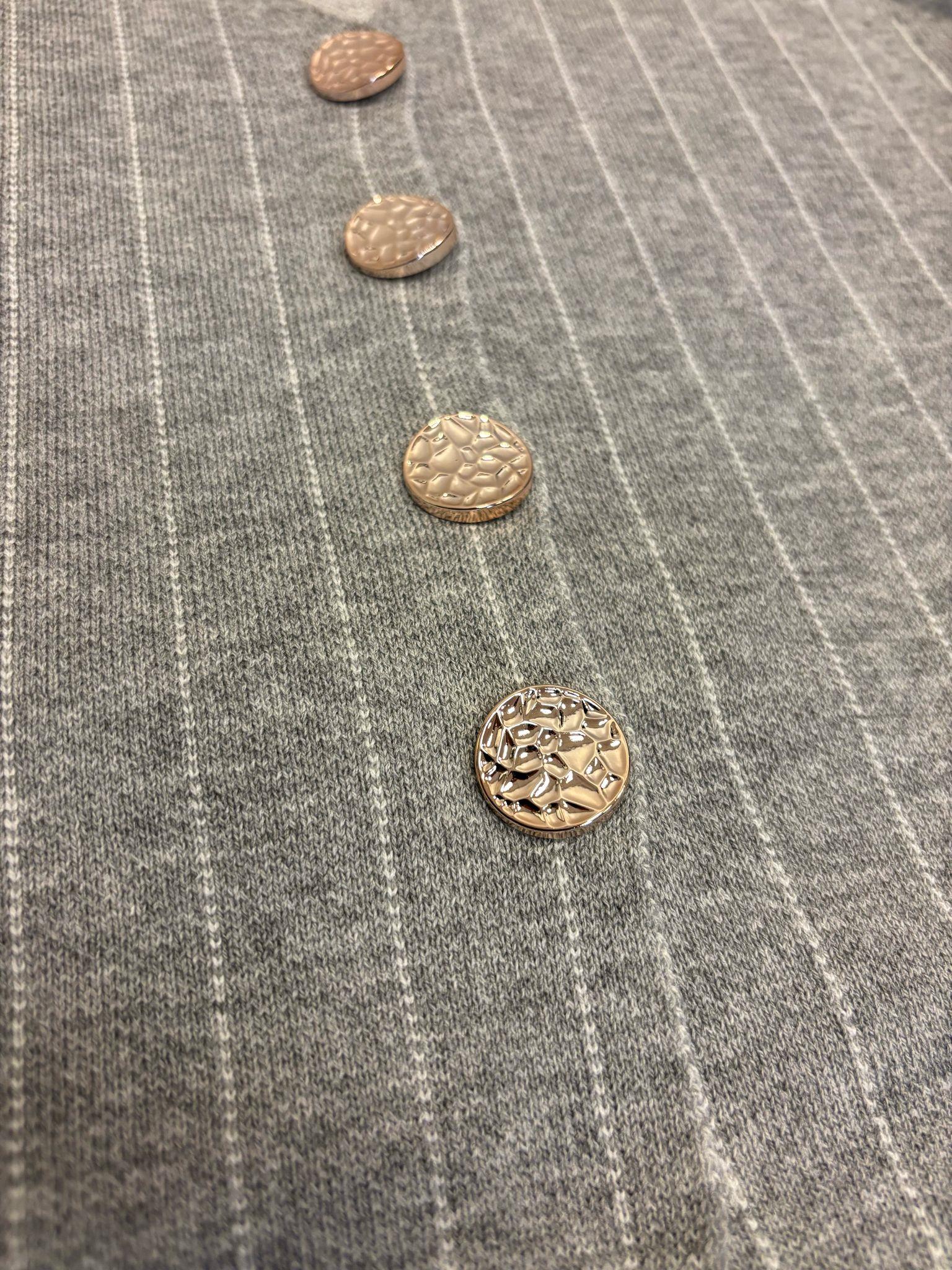 Kadın V Yaka Çizgili Düğmeli Triko Yelek Kadın Yelek 24Y1010