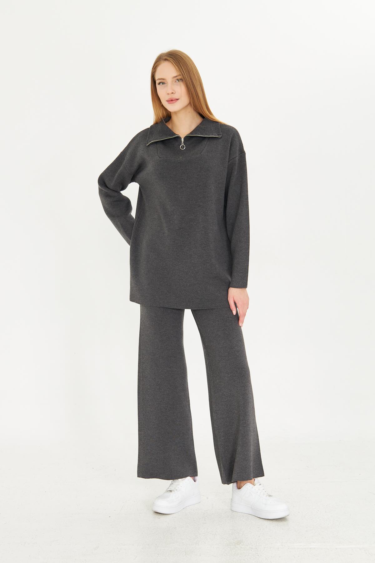 Oversize Fermuarlı Triko Alt Üst Takım 1805