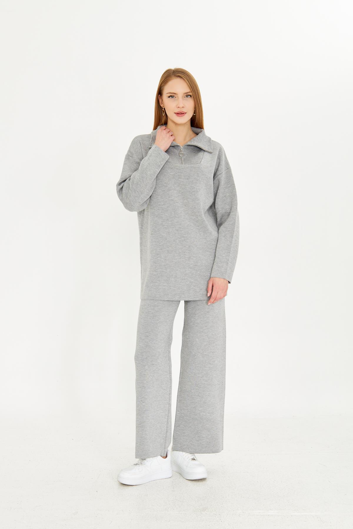 Oversize Fermuarlı Triko Alt Üst Takım 1805