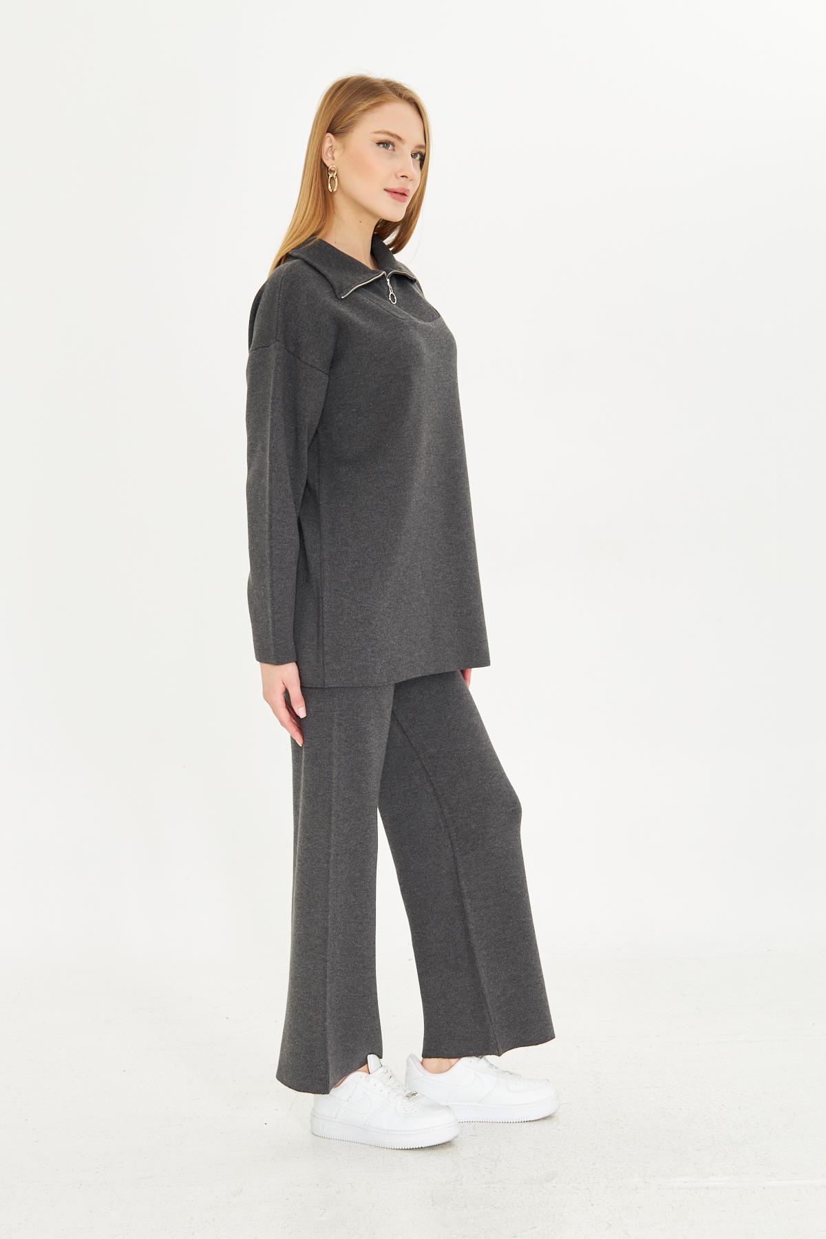 Oversize Fermuarlı Triko Alt Üst Takım 1805