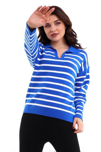 Polo Yaka Çizgili Trend Kazak 1226