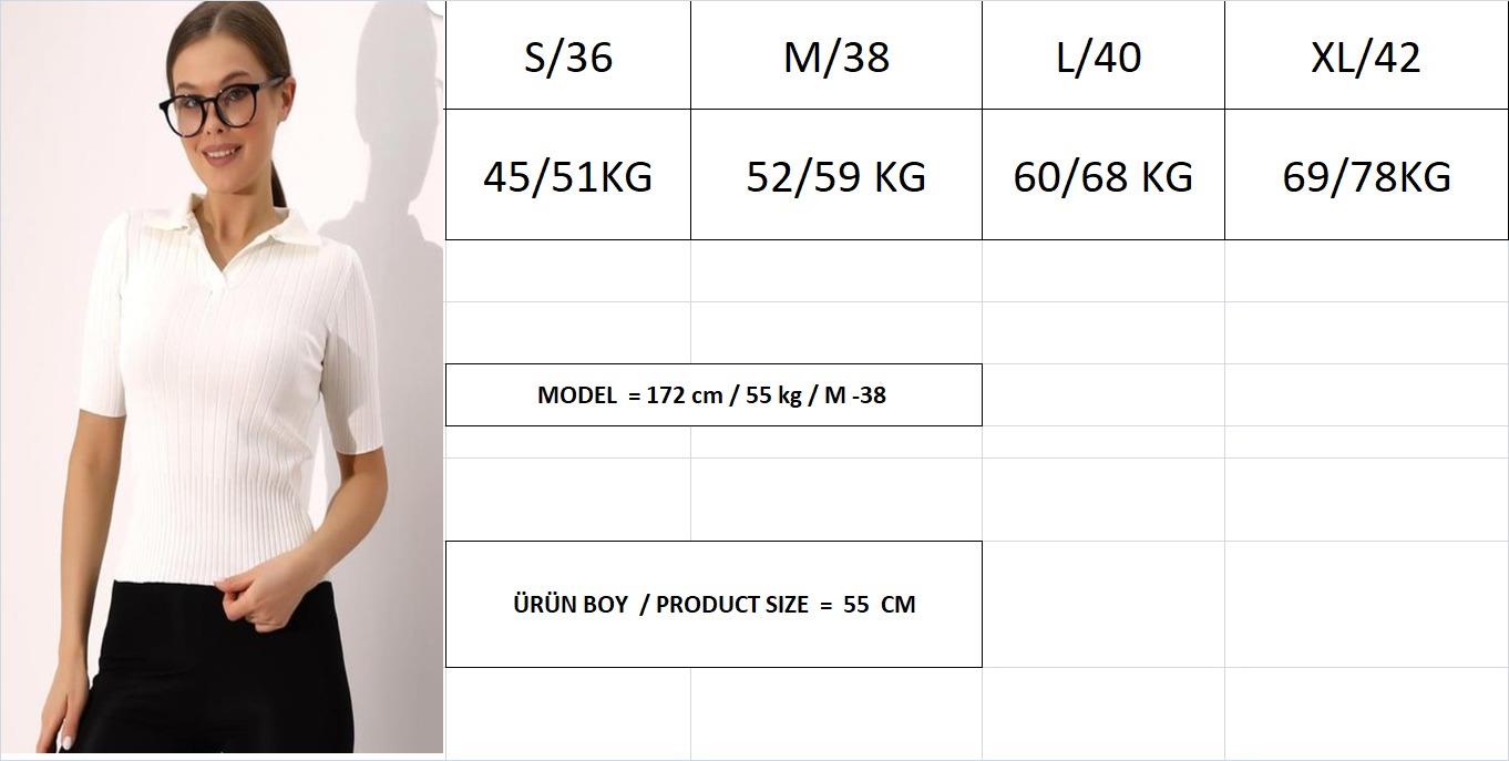 Polo Yaka Triko Bluz  6335