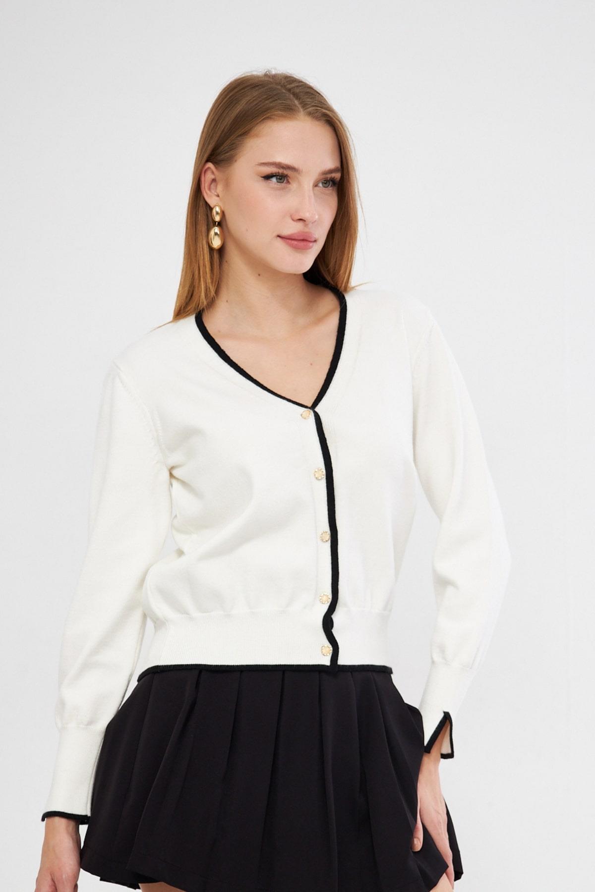 Şeritli Triko  Hırka 240912Hk