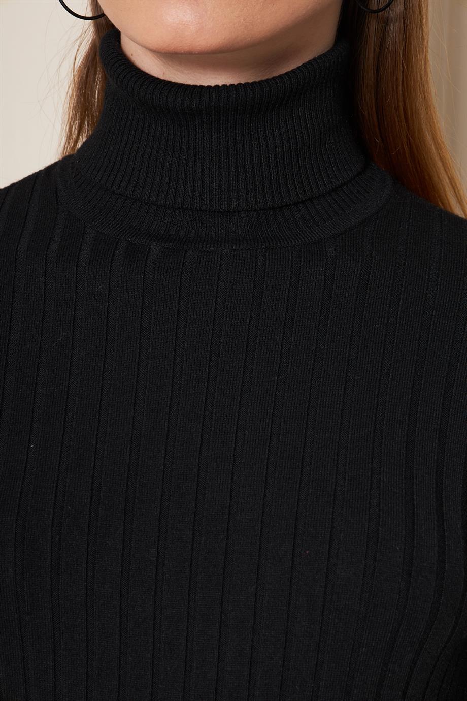 Balıkçı Yaka Fitilli Triko Kazak Triko Bluz 2017