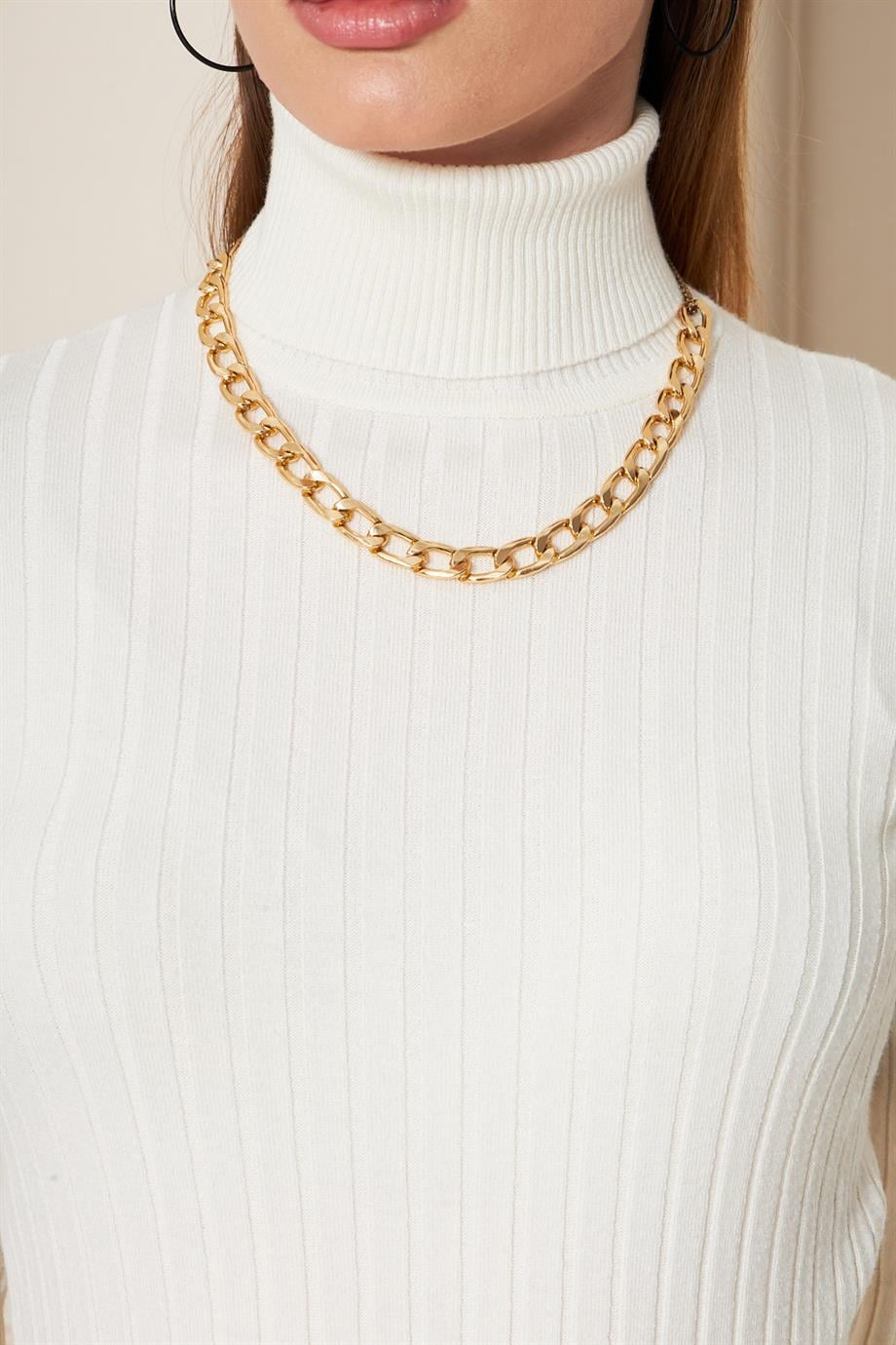 Balıkçı Yaka Fitilli Triko Kazak Triko Bluz 2017