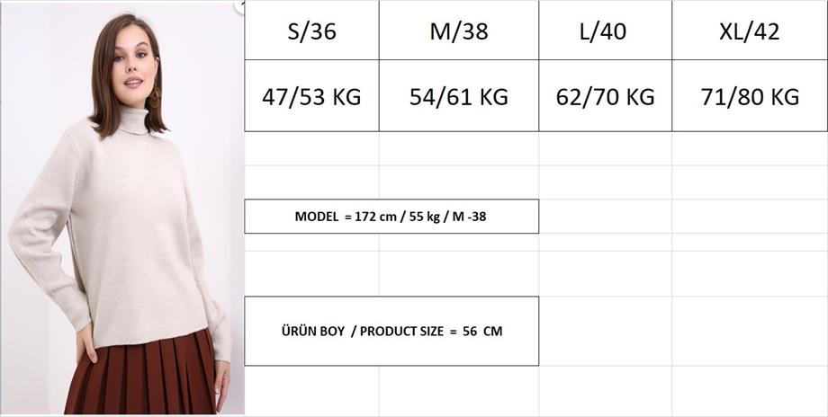 Balon Kol Balıkçı Yaka Triko Kazak Triko Bluz 1104