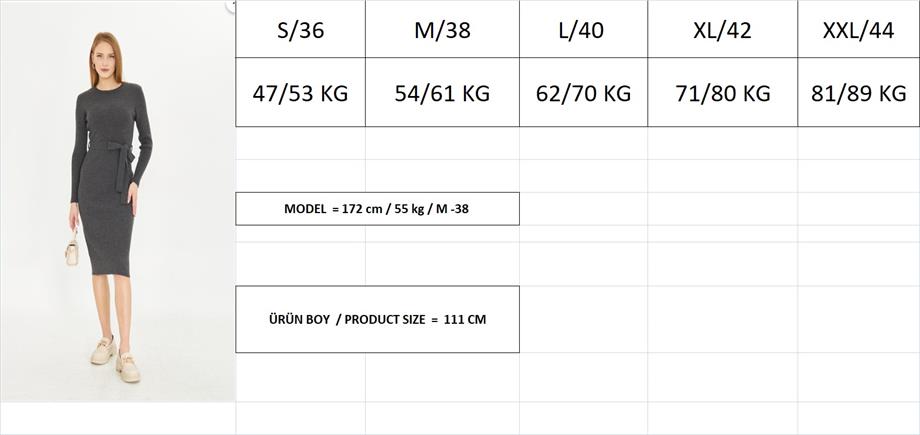Bisiklet Yaka Fitilli Triko Elbise 4080