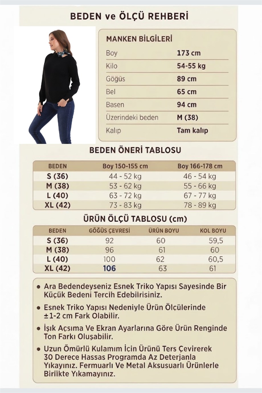 Bisiklet Yaka Fularlı Triko Kazak Triko Bluz 1100 Siyah