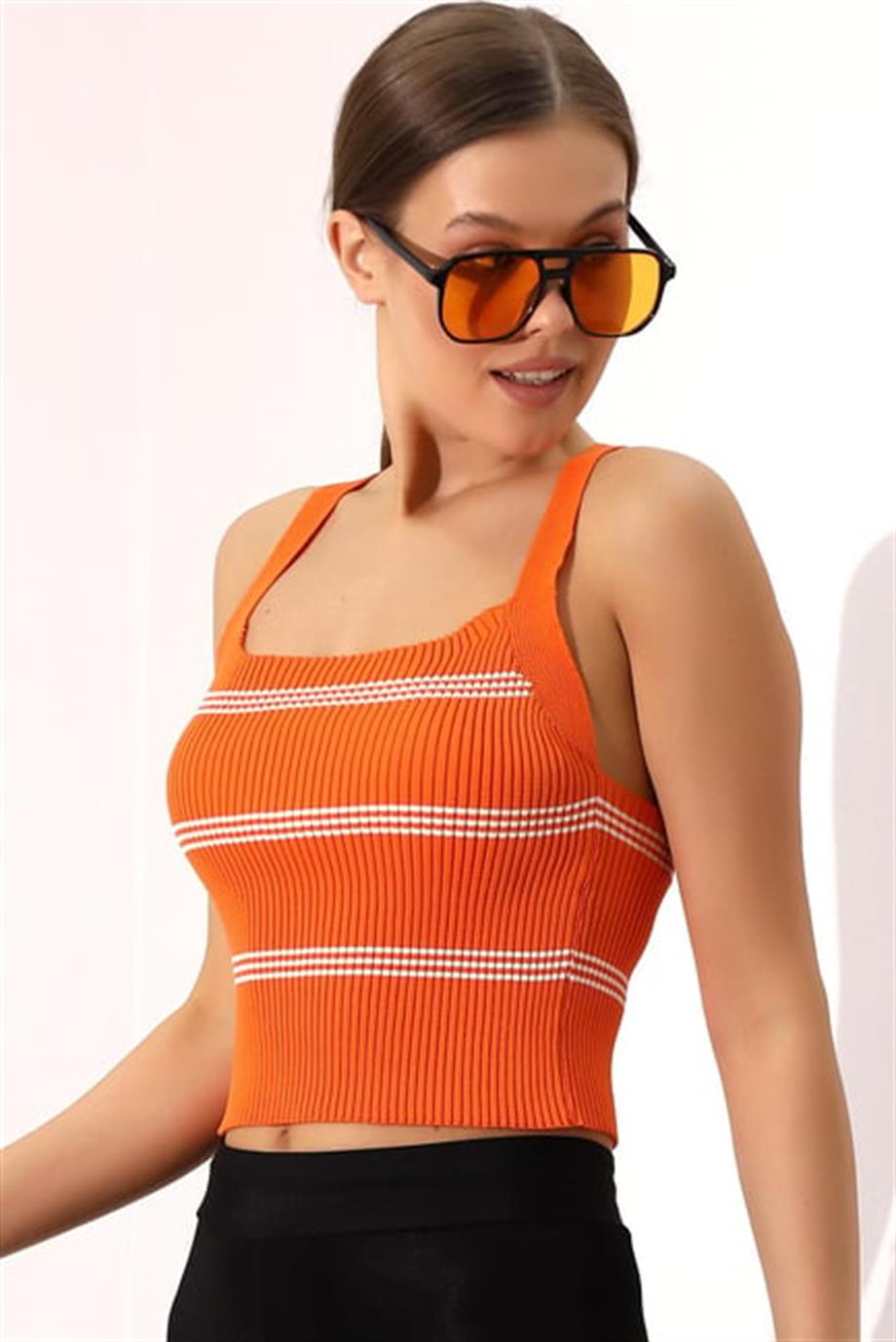 Çapraz Askılı Triko Atlet Triko Bluz 1801