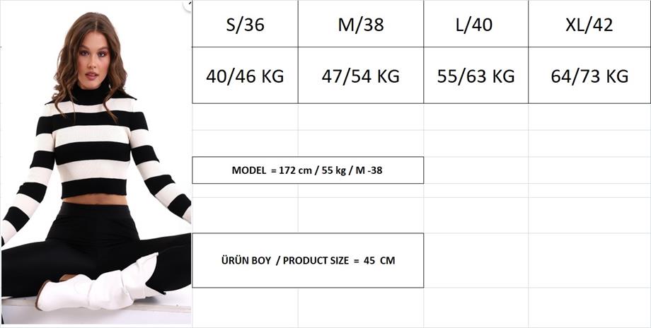 Çizgili Triko Crop Kazak Triko Bluz 1101