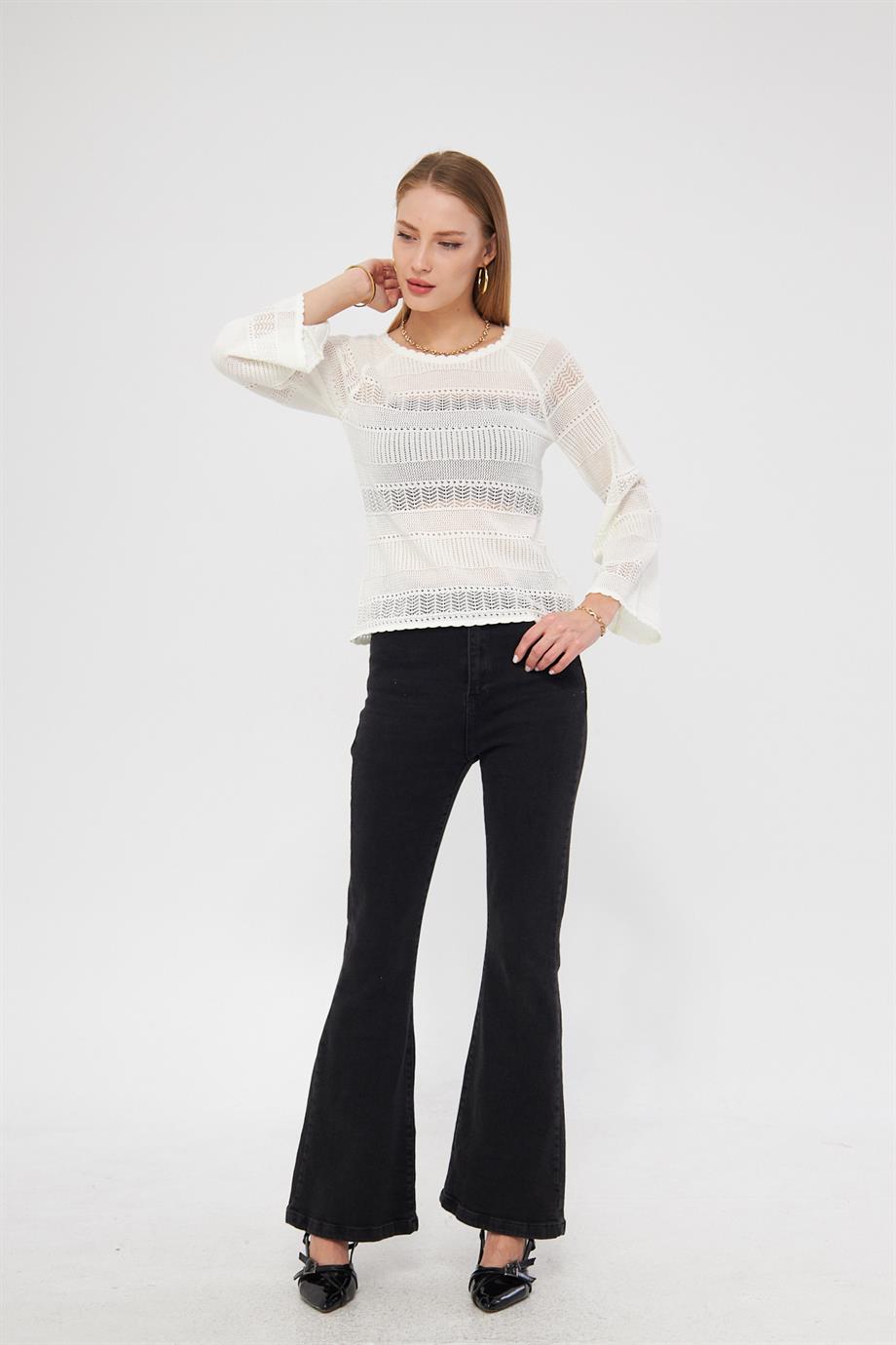 File Örgü Kadın Triko Bluz K3005