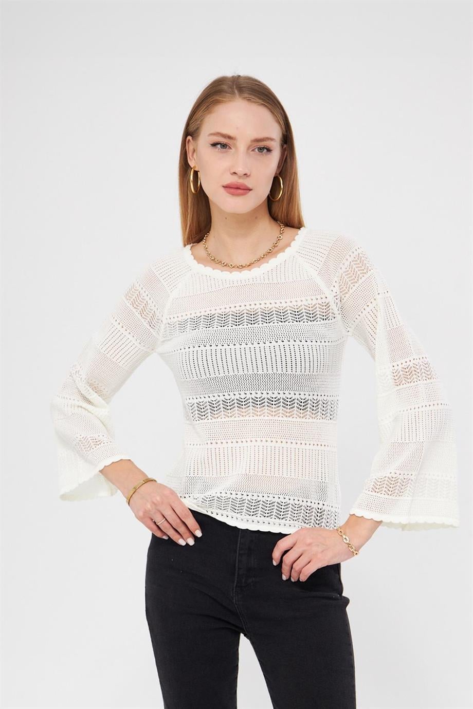 File Örgü Kadın Triko Bluz K3005