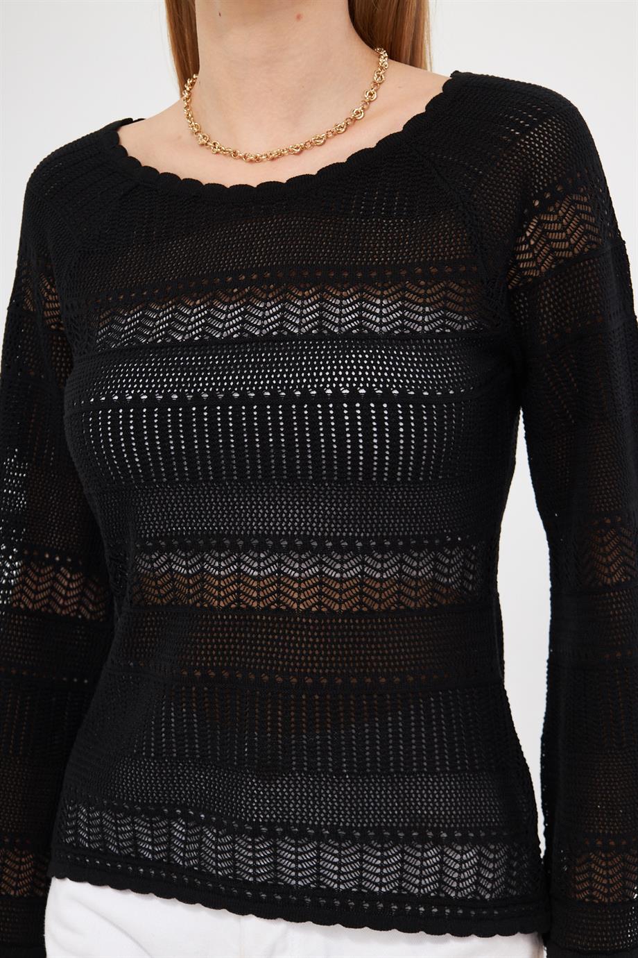 File Örgü Kadın Triko Bluz K3005