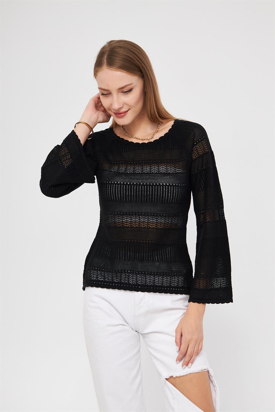 File Örgü Kadın Triko Bluz K3005