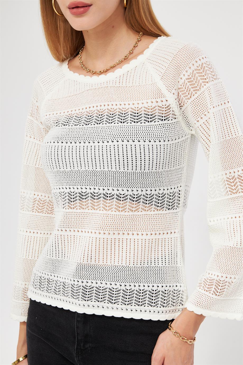 File Örgü Kadın Triko Bluz K3005