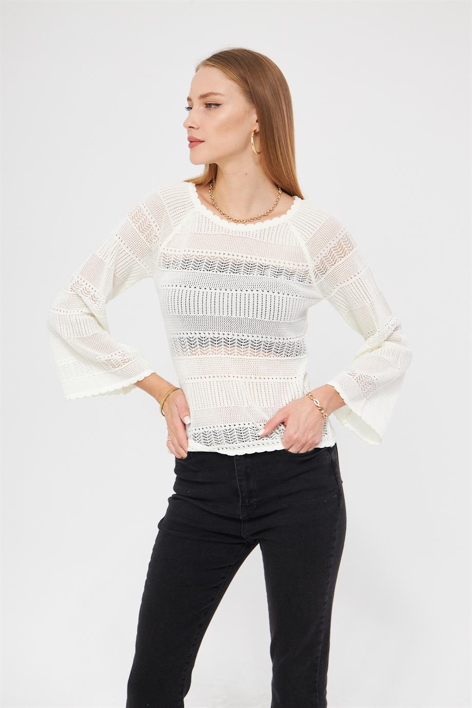File Örgü Kadın Triko Bluz K3005