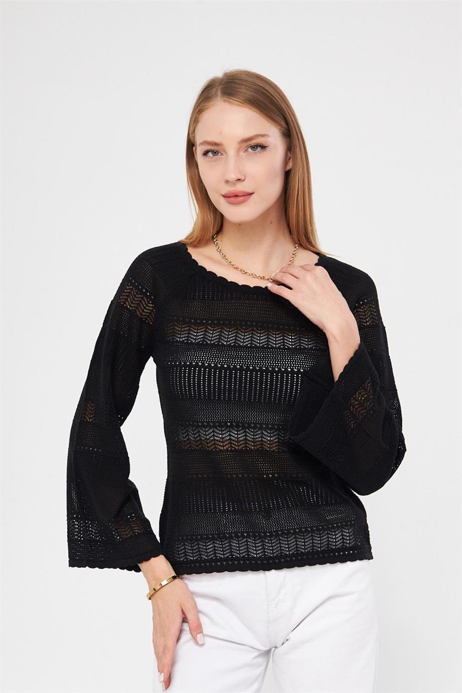 File Örgü Kadın Triko Bluz K3005